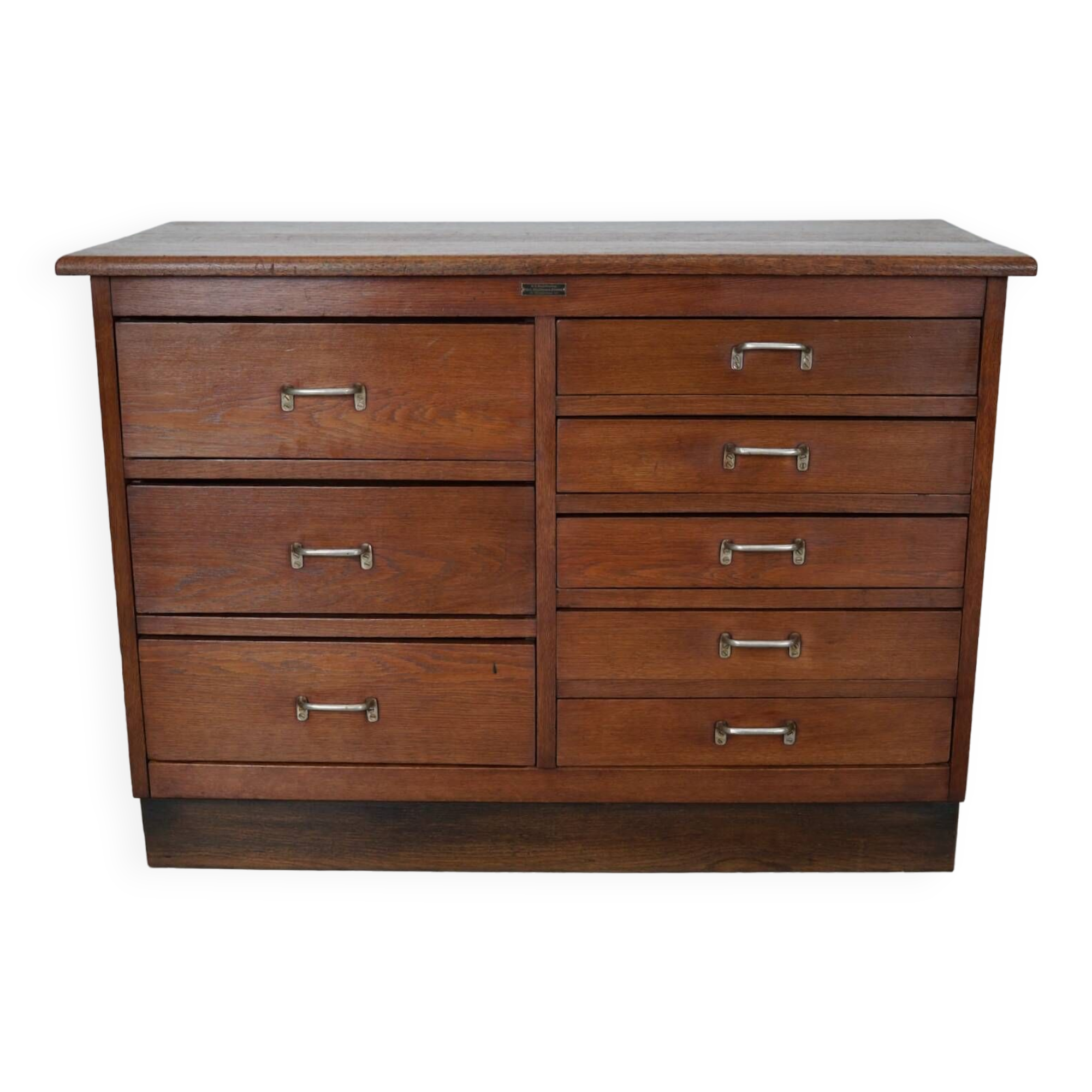 Dutch Industrial Oak Apothecary Cabinet, Mid-20th Century