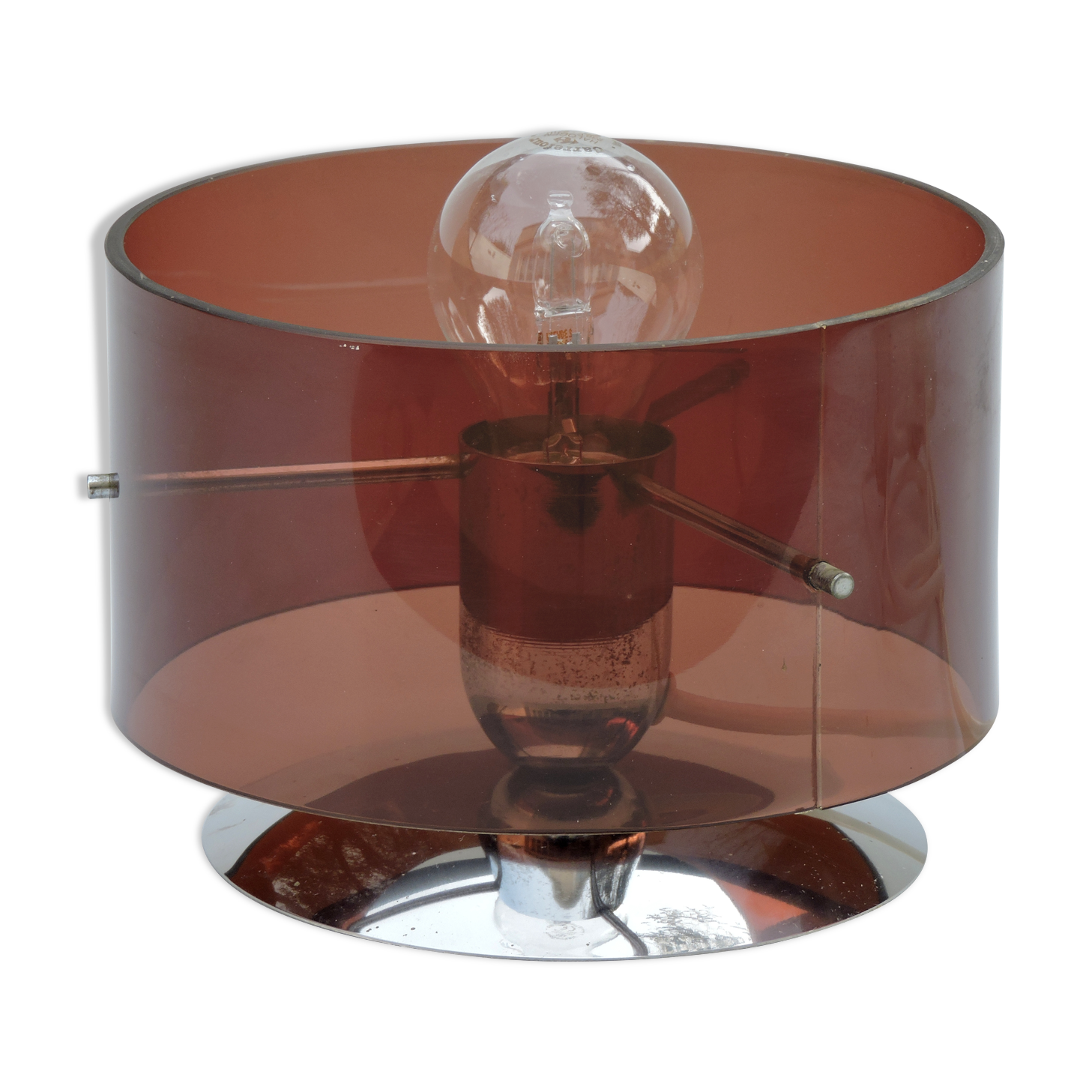 Table lamp Published by Oxar, circa 1972 Philippe Rogier in metal & smoked Altuglas