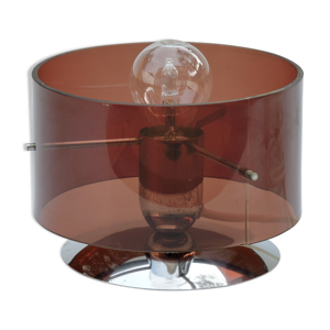 Lampe de table Éditée par Oxar, vers 1972 Philippe Rogier  en métal & Altuglas fumé