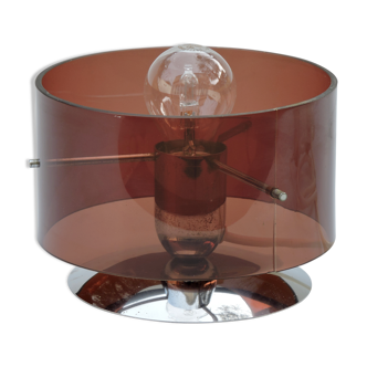 Table lamp Published by Oxar, circa 1972 Philippe Rogier in metal & smoked Altuglas