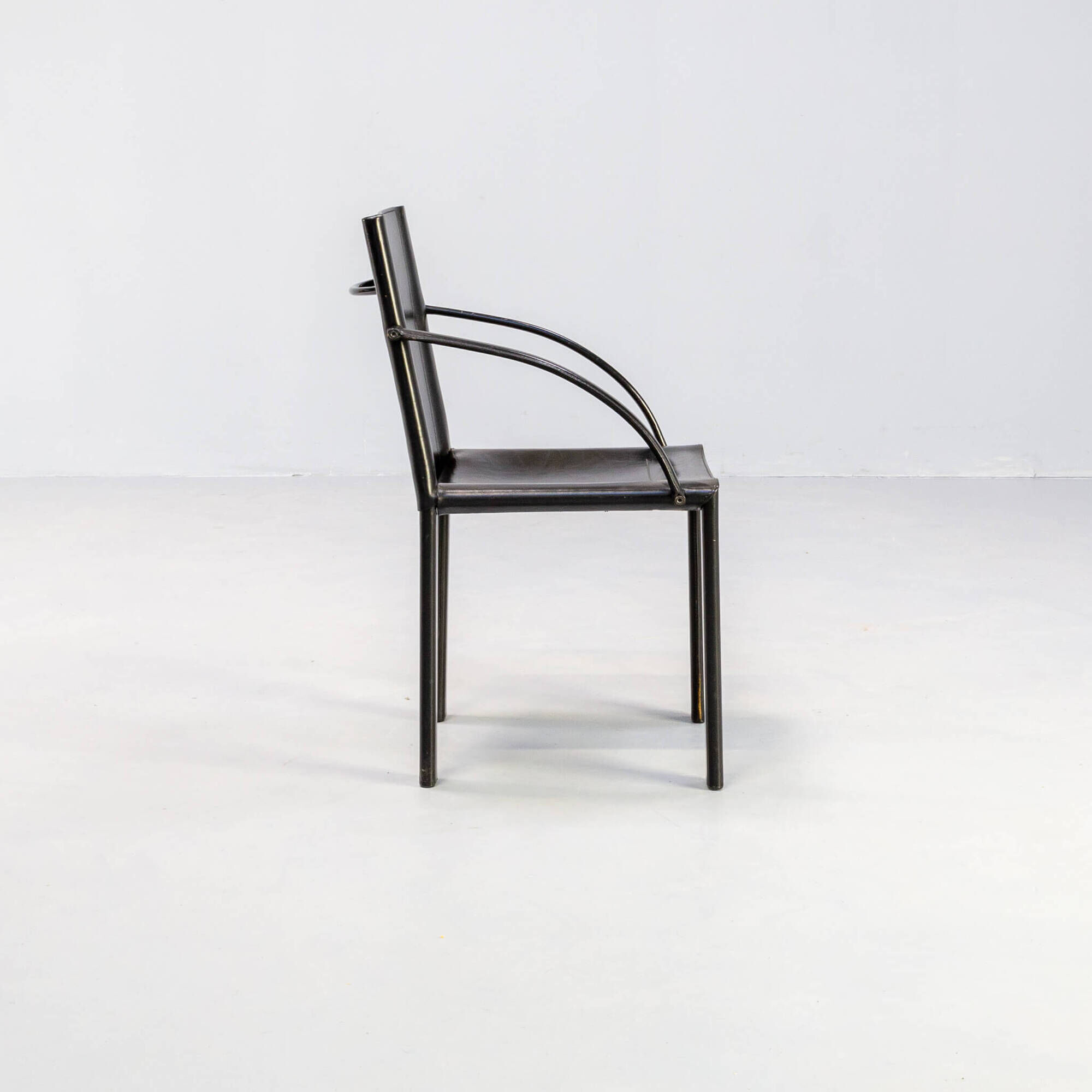 Carlo Bartoli black leather dining chair for Matteo Grassi set/4