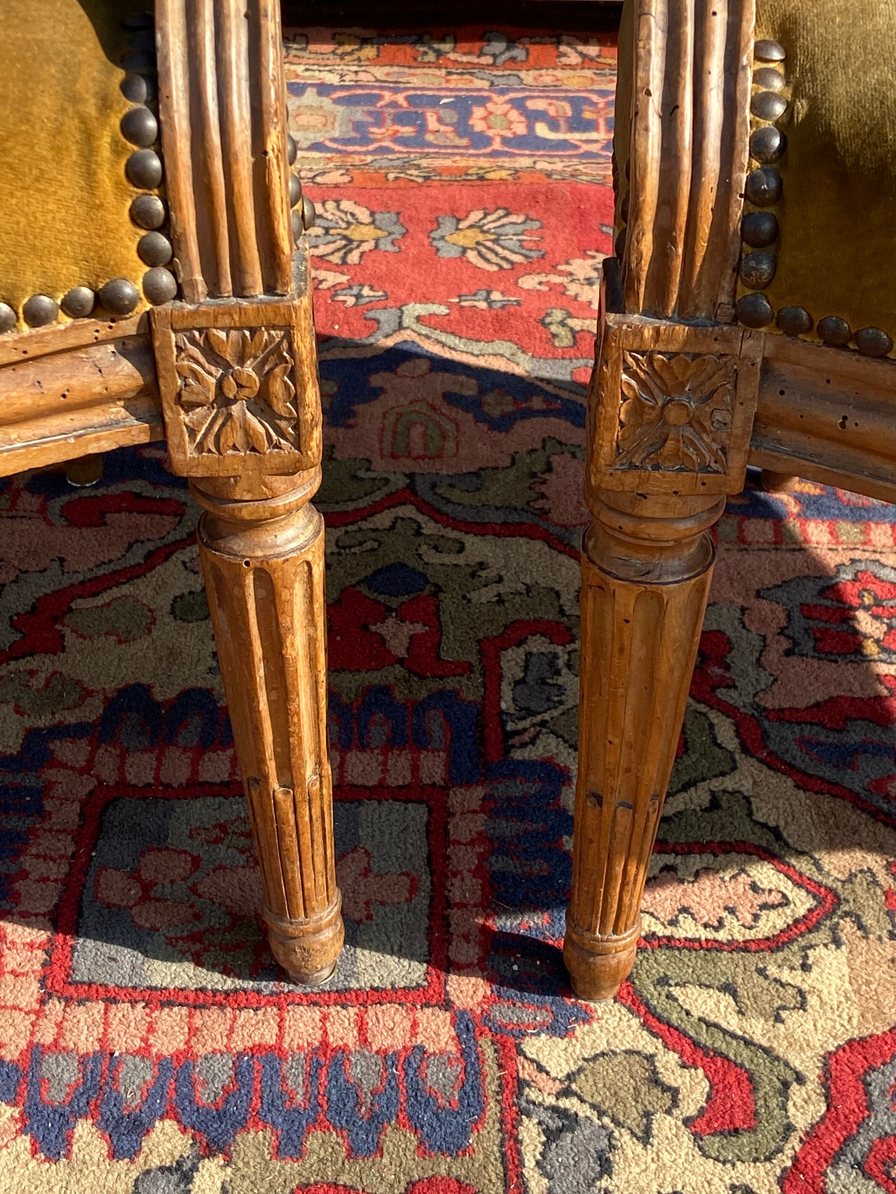 Pair of Louis XVI period medallion armchairs