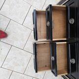 Commode Art Déco à 9 Tiroirs En Laque Et Bronze Nickelé