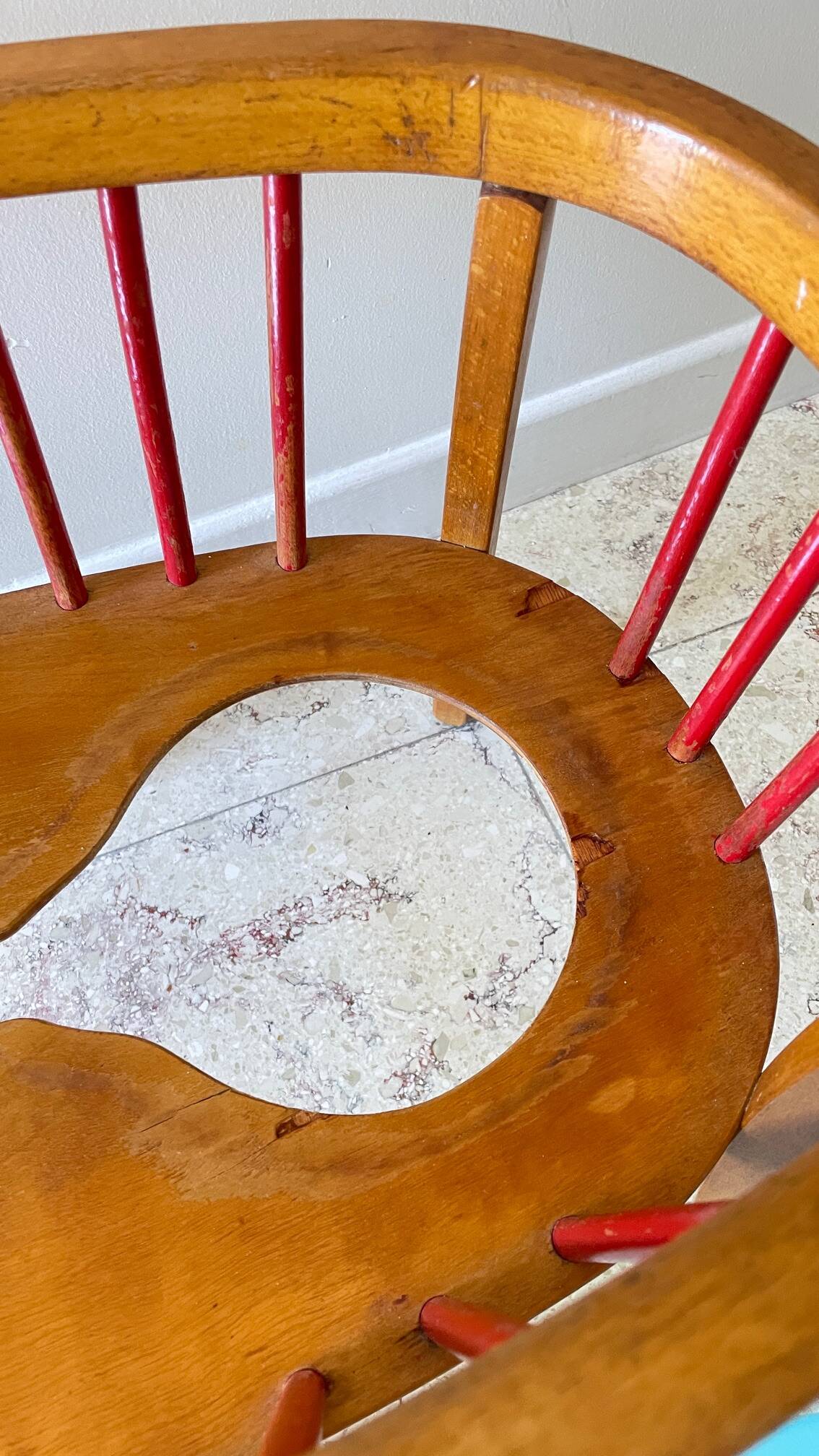 Vintage wooden Baumann baby armchair