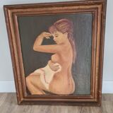 Ancien tableau peinture à l'huile / femme nue