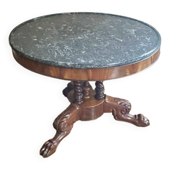 Round marble and mahogany table