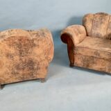Pair of club deco armchairs