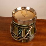 Parchment ice bucket model 935D with Fornasetti decoration by Aldo Tura, 1950