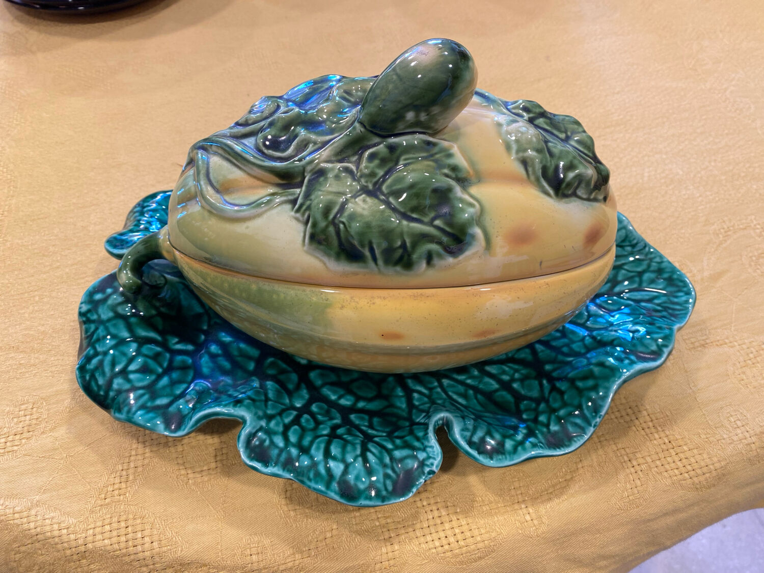 Barbotine Soup Tureen Sarreguemines