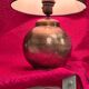 pair of hammered copper bedside lamps 41x30 very good condition elec ok