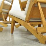 Rare set of 4 deckchairs AP71 including footstool by Hans Wegner for AP Stolen, Denmark 1968