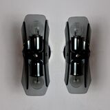 Pair of black Veca wall lamps, murano glass, Italy, 1960