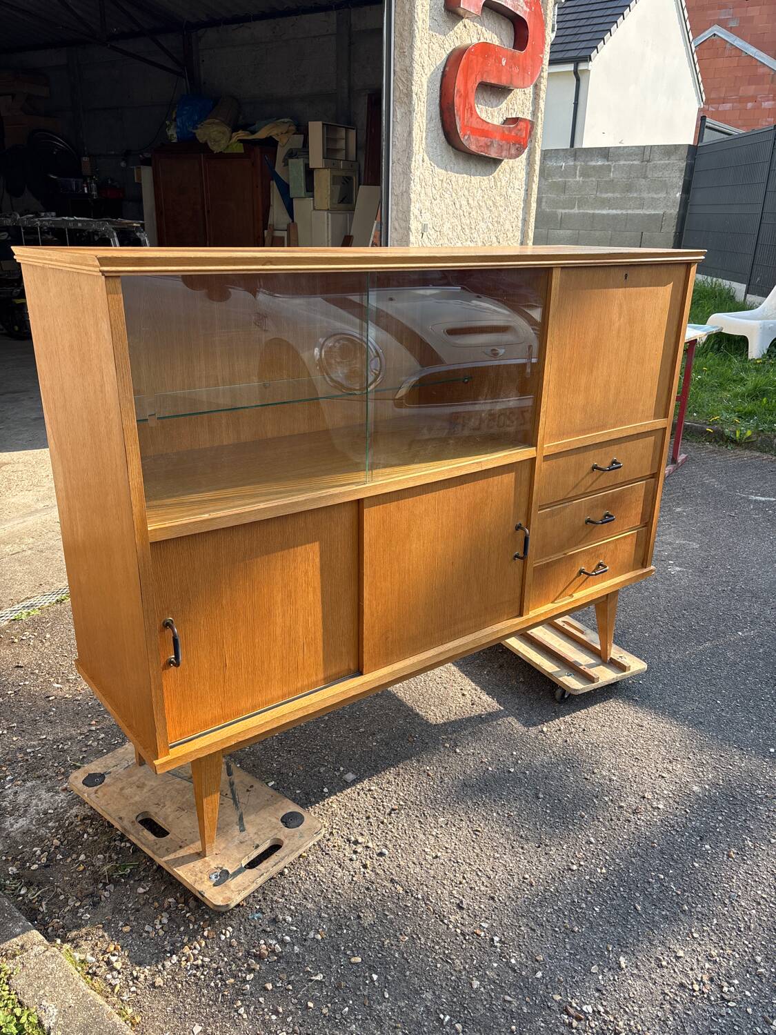 Vintage 60s sideboard with compass feet