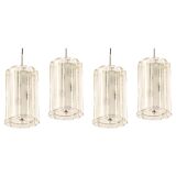 Cylindrical suspension light with crystal glass by Doria, Germany, 1970s.