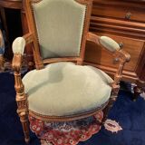 18th century Louis XVI green velvet cabriolet armchair