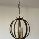 Chandelier, antique gold metal suspension.