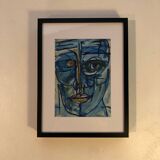 Cubist oil on paper signed Patrick Boudon circa 1970