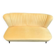 Canapé club jaune velours, années 1950-60, cadre et pieds en hêtre massif