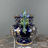 Gien earthenware vase with Renaissance decoration, 20th century.