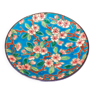 LONGWY enamels / 15.3 cm bowl / Apple blossom decoration