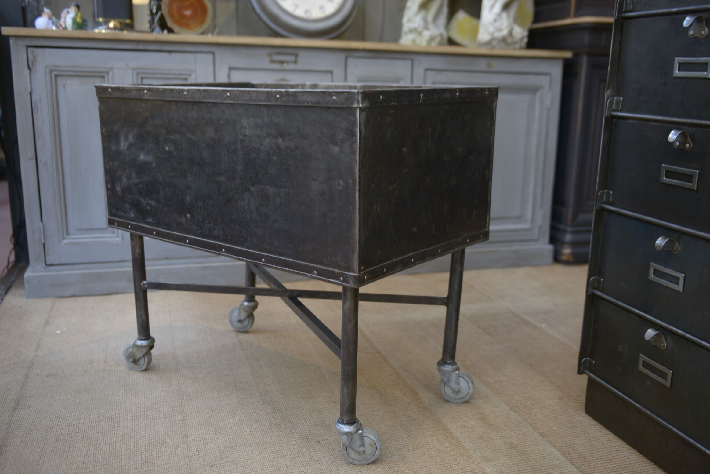 Factory trolley in polished metal 1950