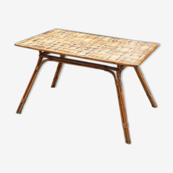 Rotin and bamboo dining table, 1960s