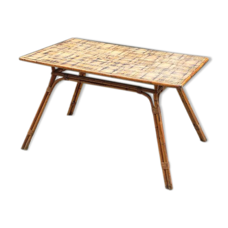 Rotin and bamboo dining table, 1960s