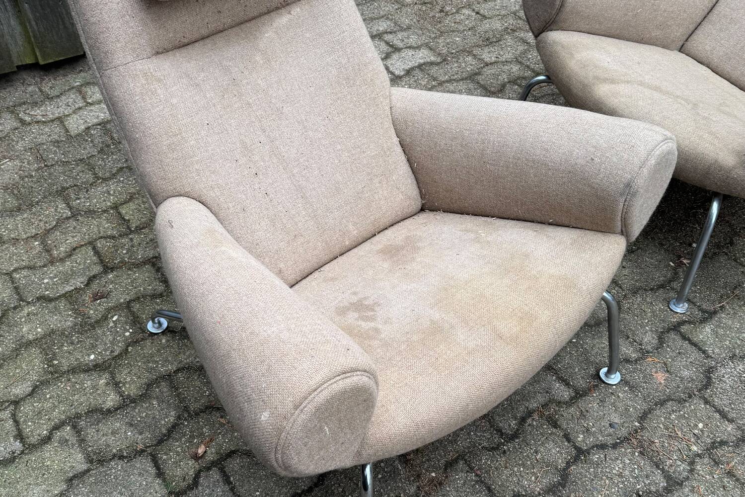 Early Pair Hans Wegner Queen Chairs by Johannes Hansen c.1960 / New Upholst