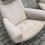 Early Pair Hans Wegner Queen Chairs by Johannes Hansen c.1960 / New Upholst