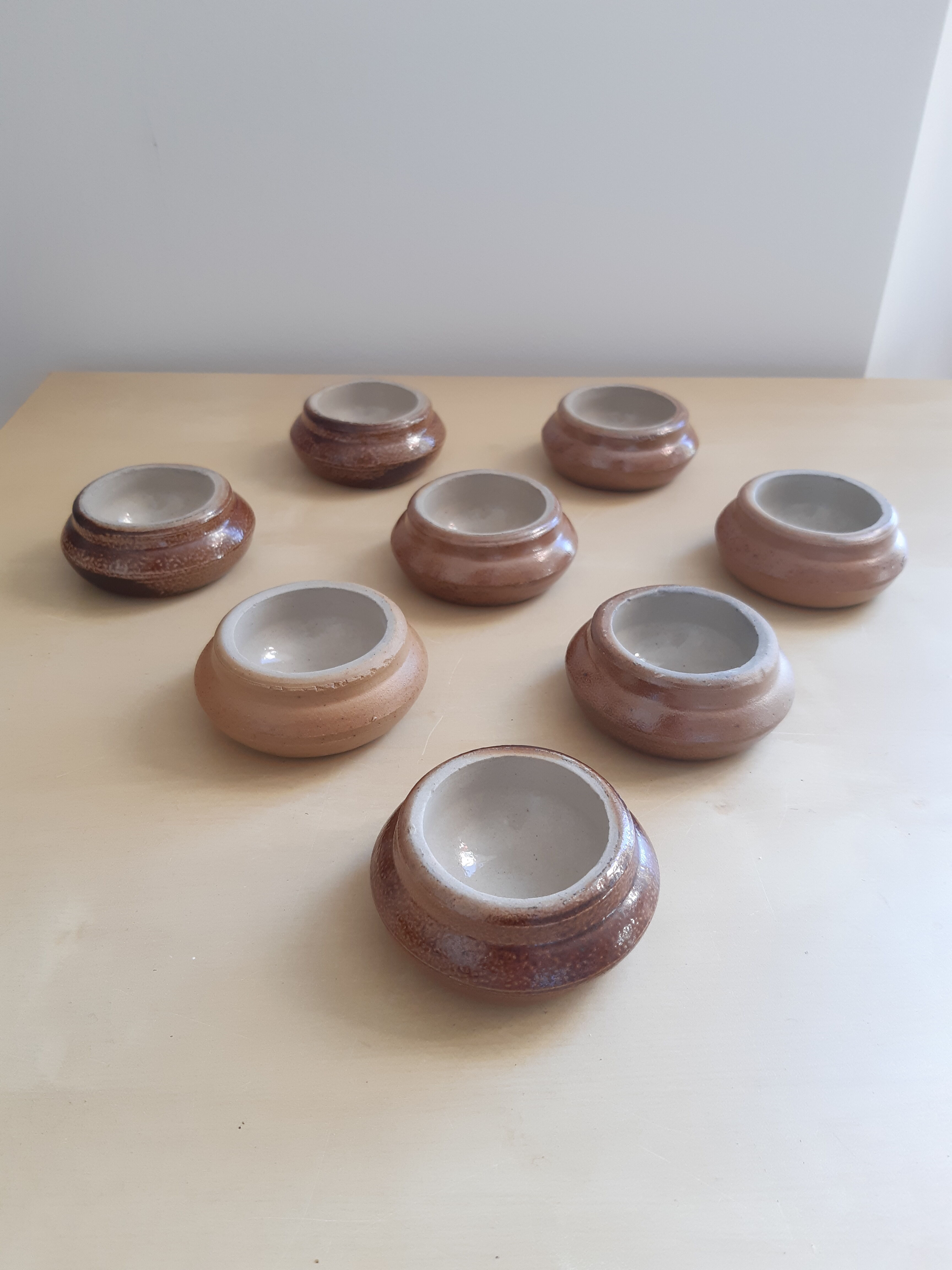 Set of 8 vintage sandstone coquetiers