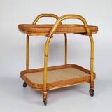 Vintage rolling rattan server
