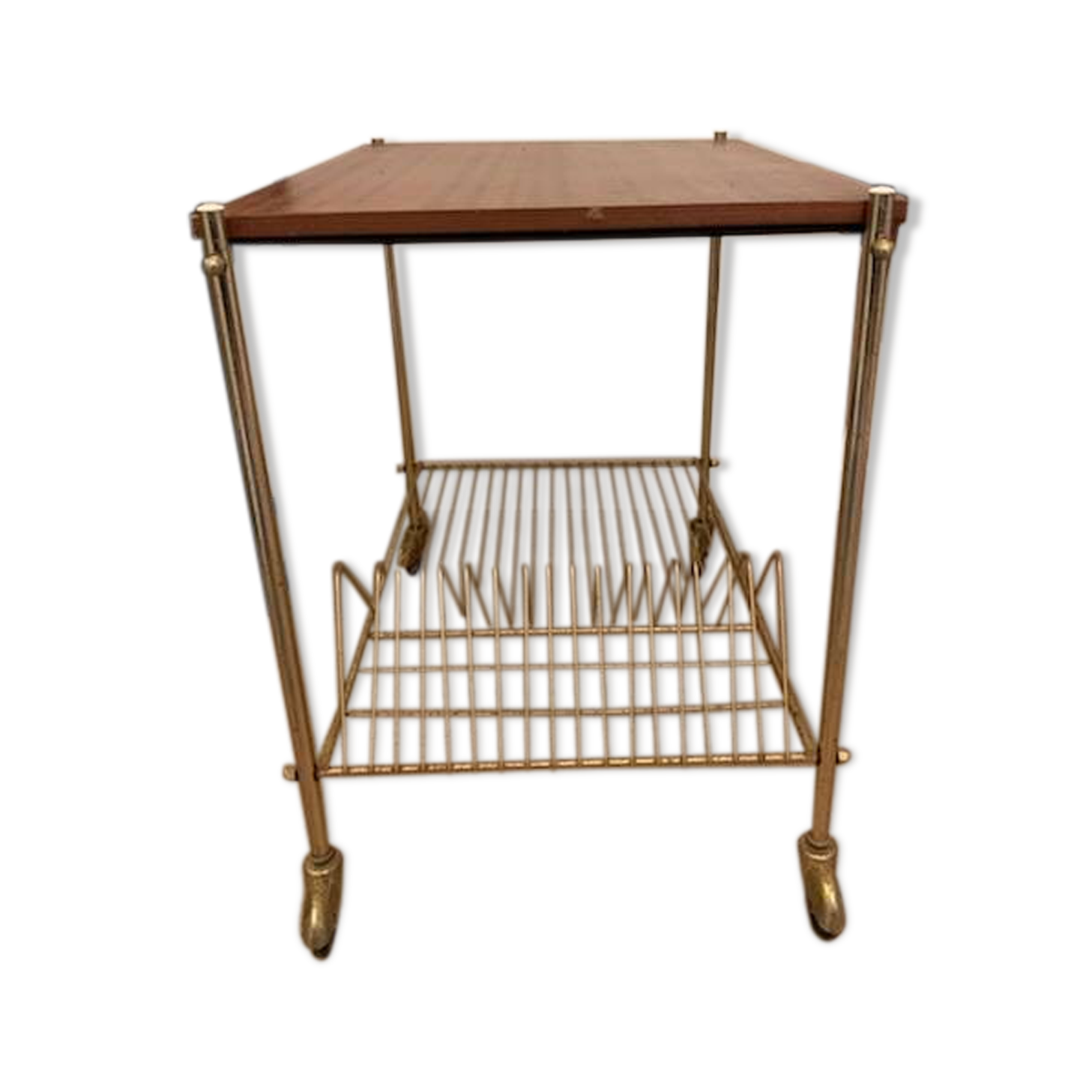 Vintage vinyl storage table trolley