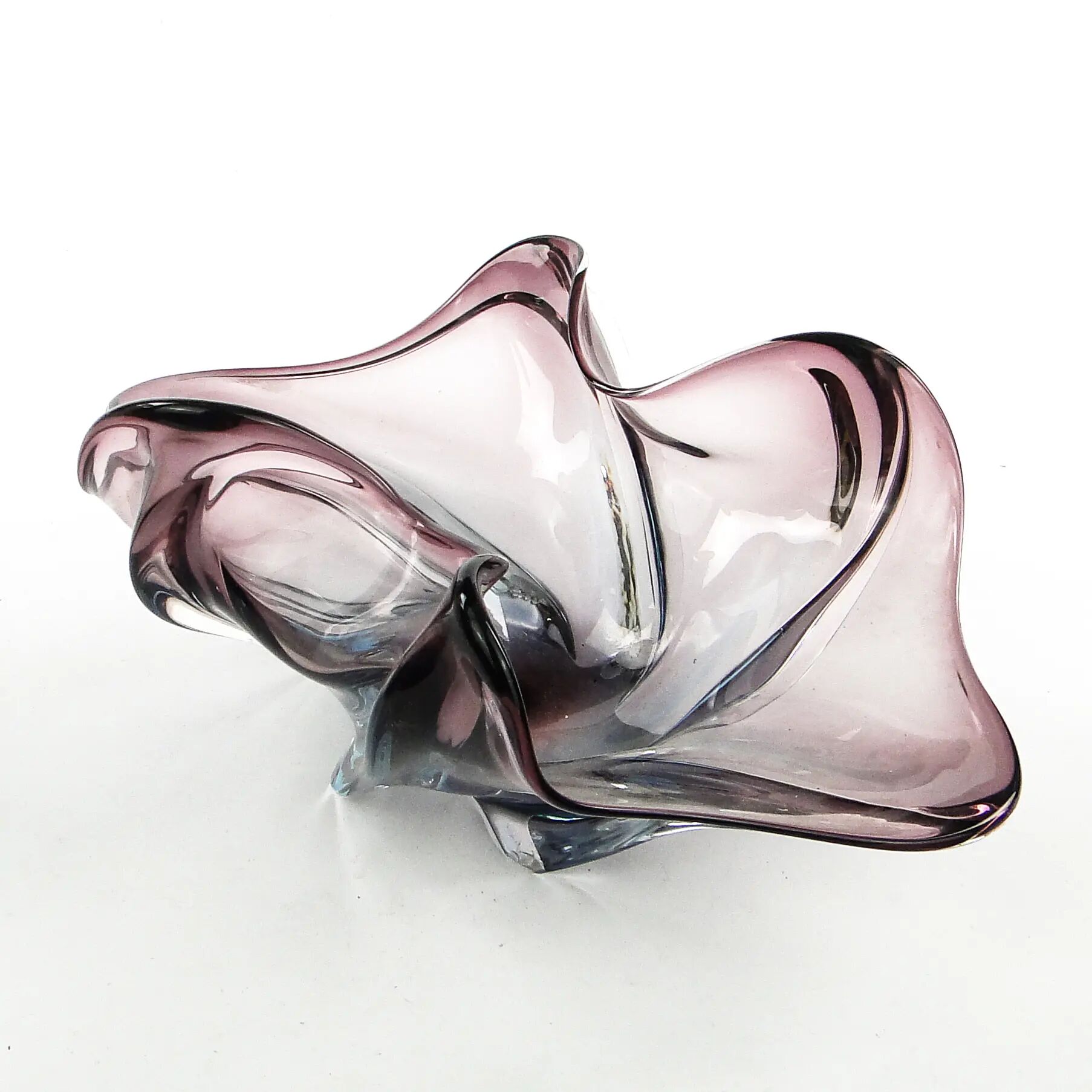 Sommerso bowl, mid-century modern, purple glass, Murano, Italy, 1950s