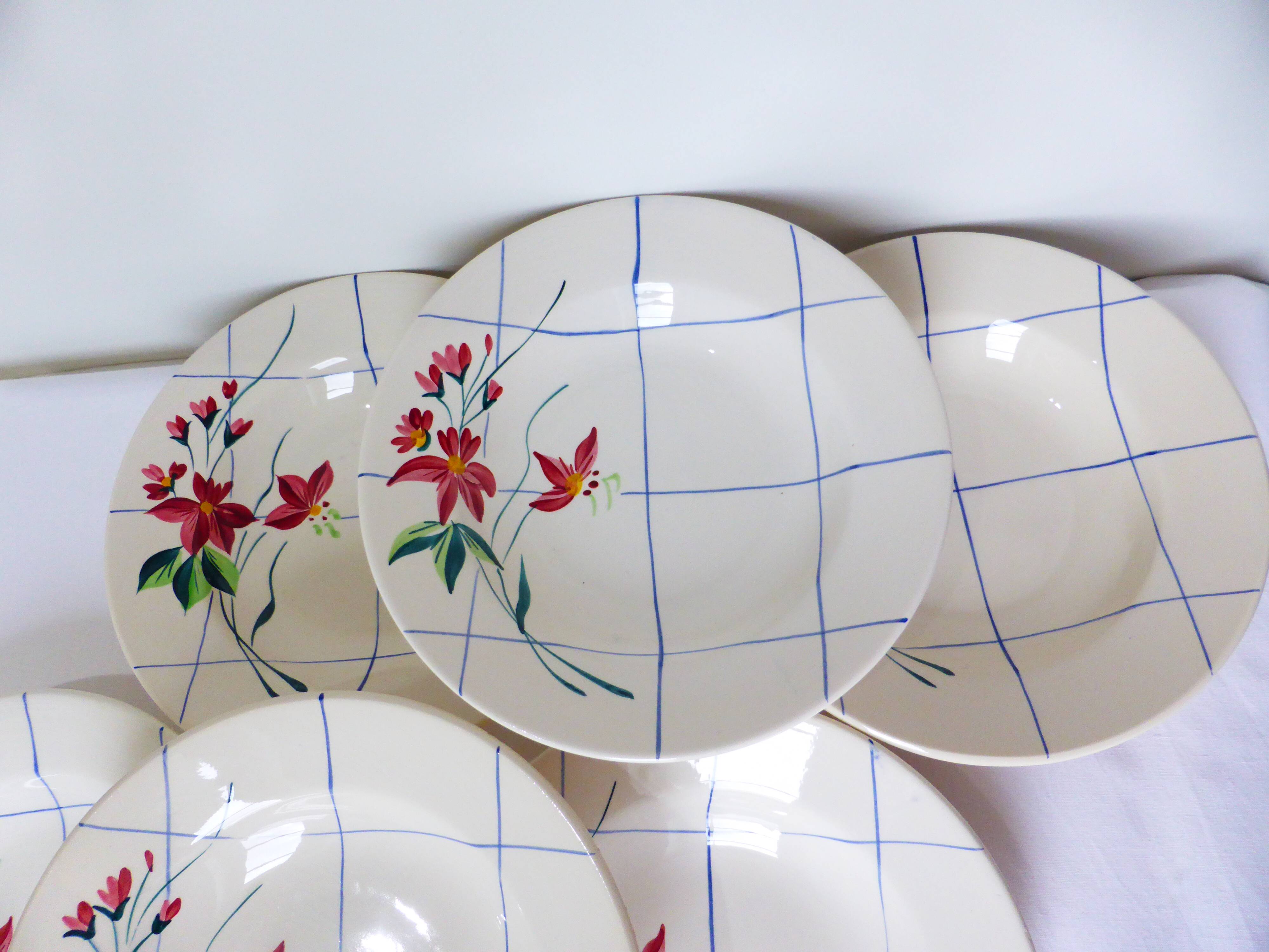 6 assiettes creuses vintage de Niderviller modèle Saumur 220512