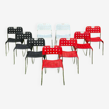 Ensemble de 9 chaises empilages, modèle Omstak par Rodney Kinsman pour Bieffeplast, 1960