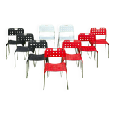 Set of 9 stacking chairs, Omstak model by Rodney Kinsman for Bieffeplast, 1960