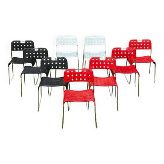 Set of 9 stacking chairs, Omstak model by Rodney Kinsman for Bieffeplast, 1960