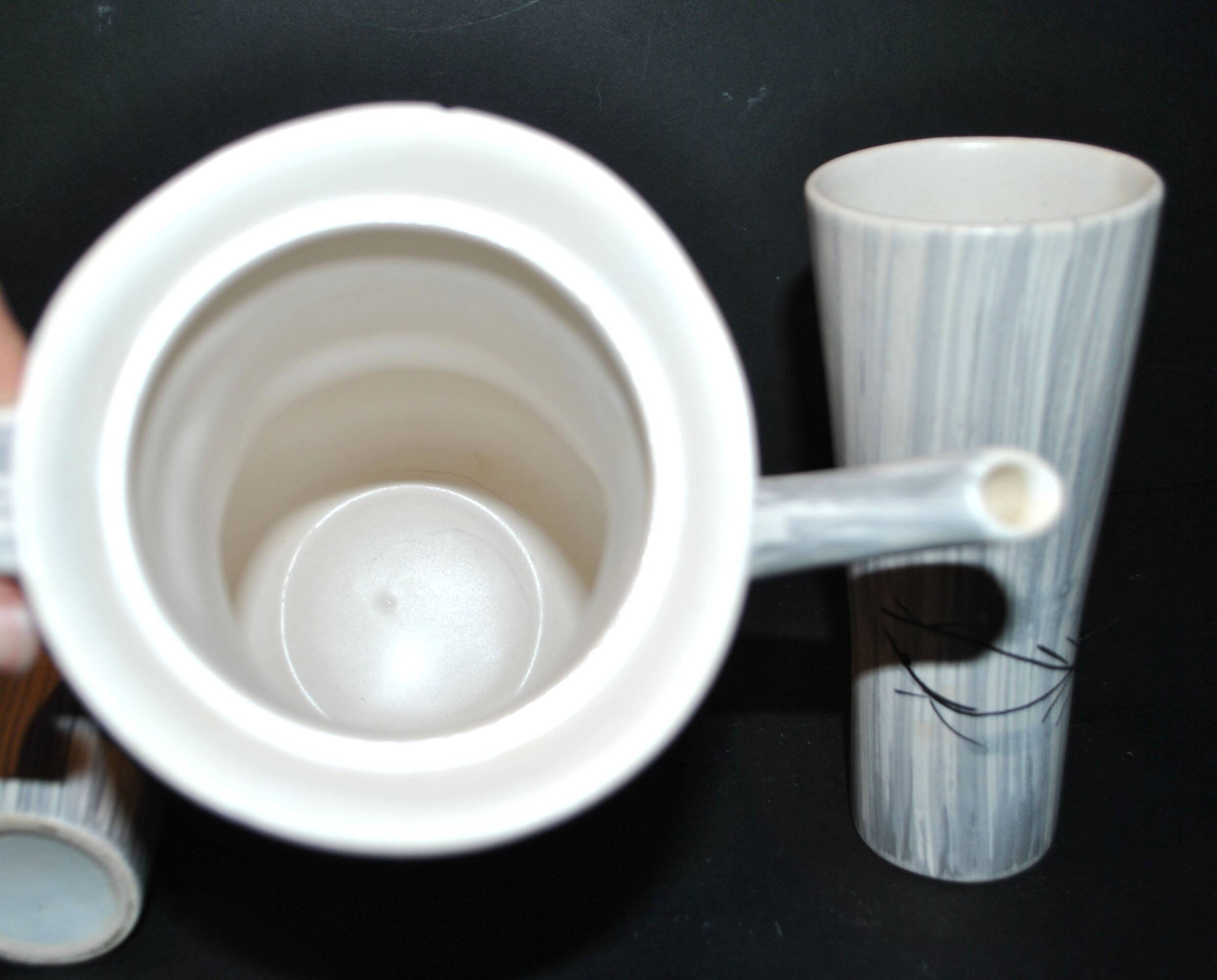 Vintage Niderviller Modernist Ceramic Coffee Pot 1960 with 2 Cups