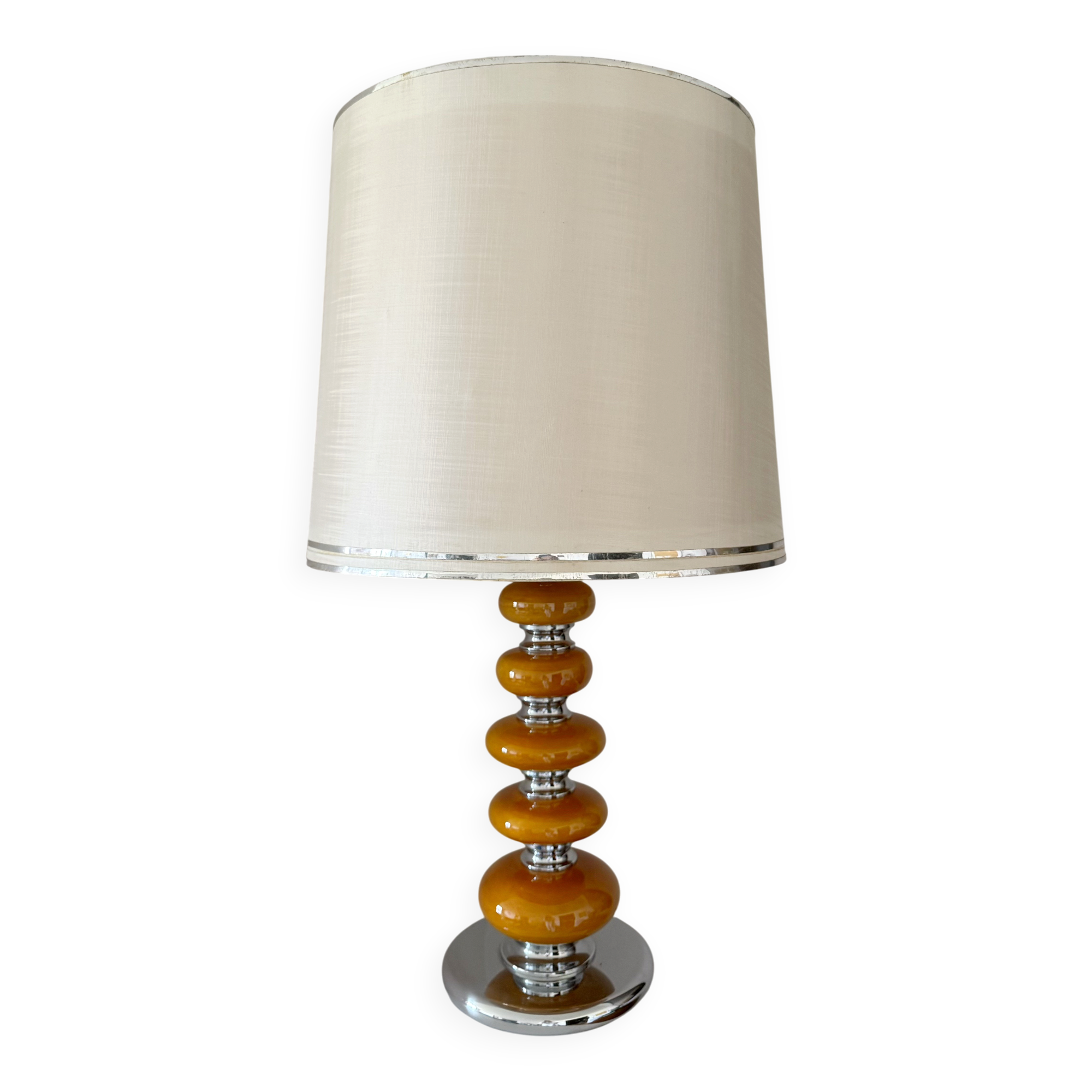 Large Space Age lamp in metal and ceramic.