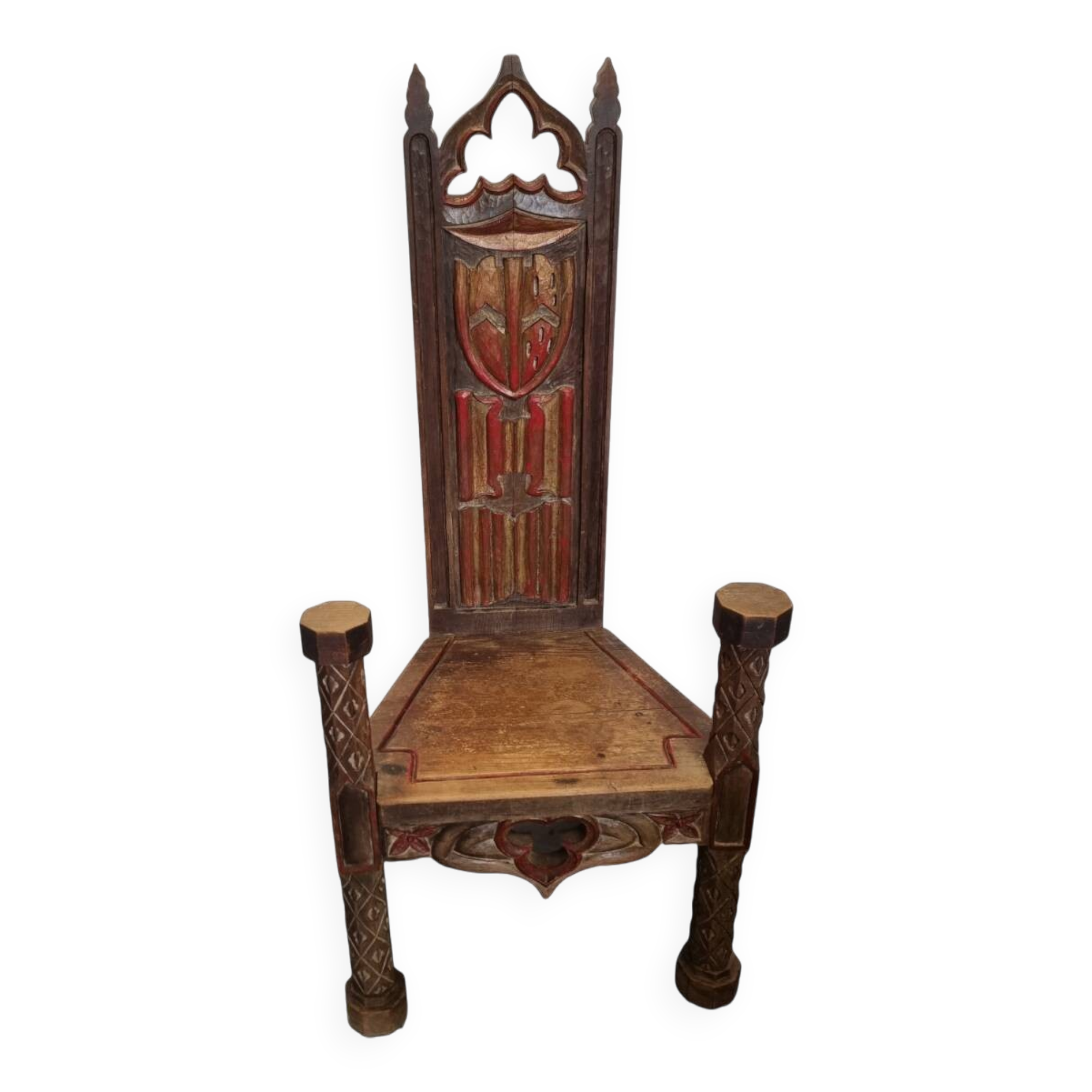 Spanish hand carved Gothic Style Chair, 1st half 1900s