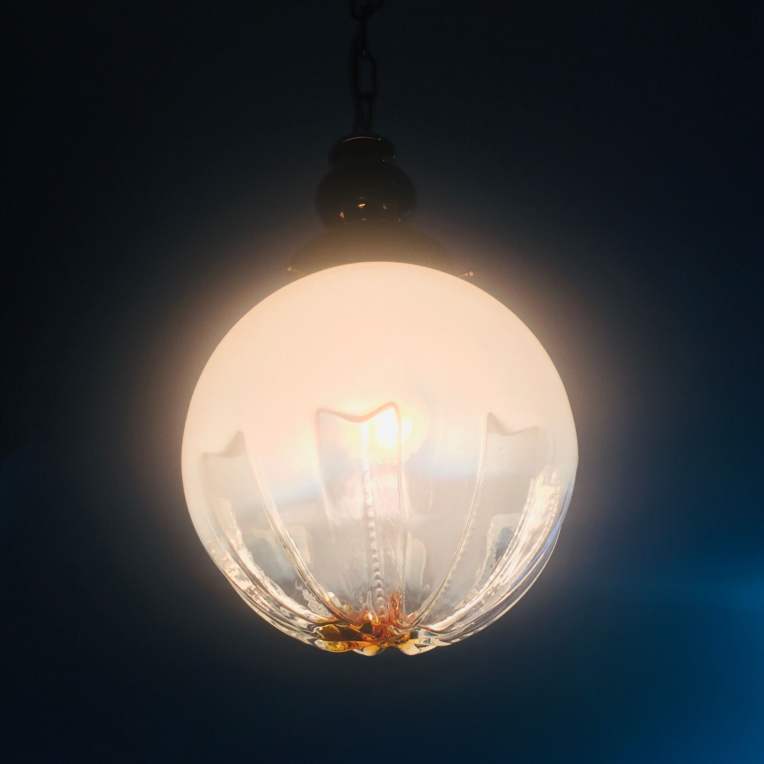 Large Mid-Century Murano Glass Pendant / Ceiling Lamp from Mazzega, Italy, 1970s