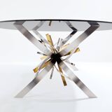 Maria Pergay steel and brass dining table Gerbe 1970