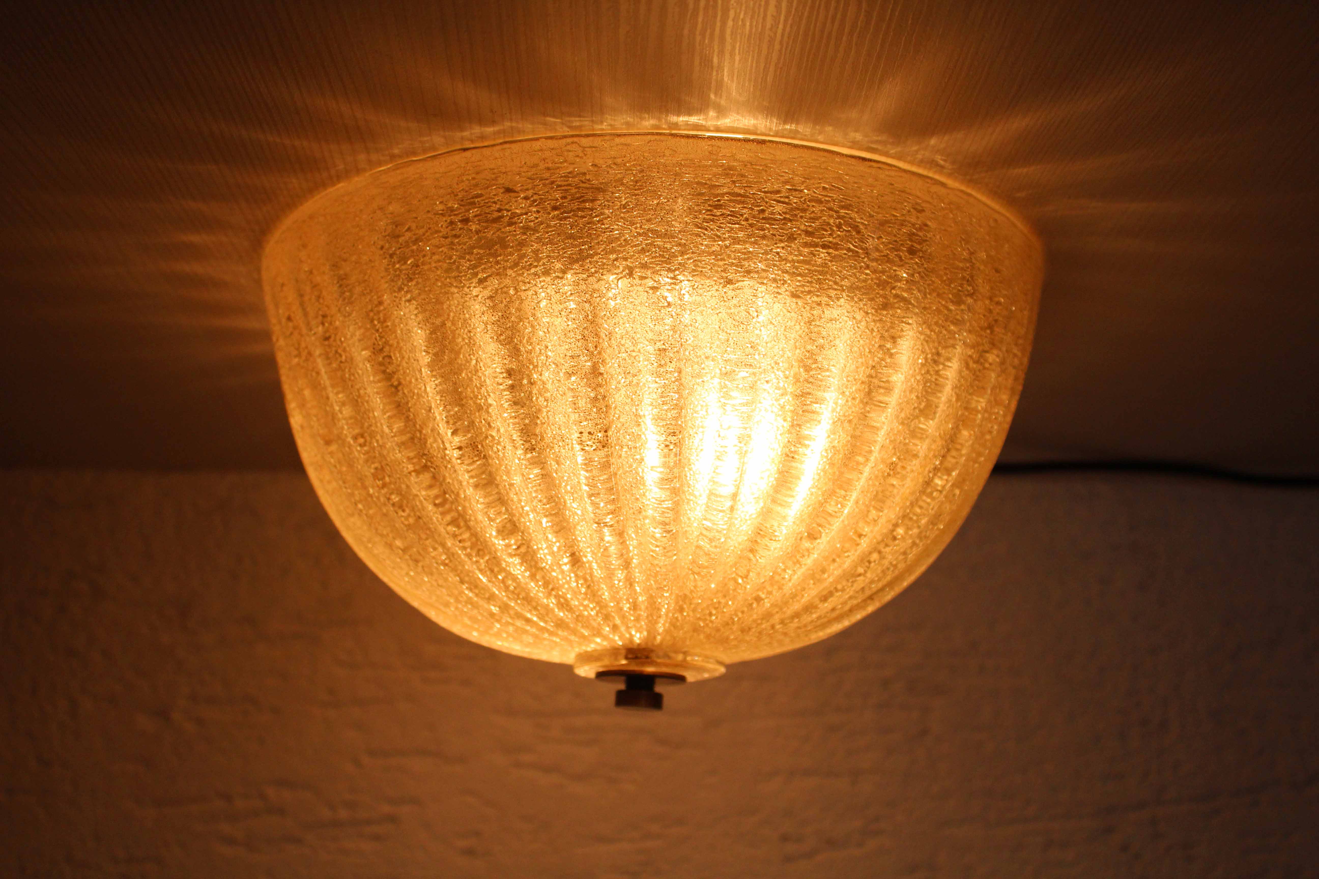 Vintage glass and brass ceiling lamp
