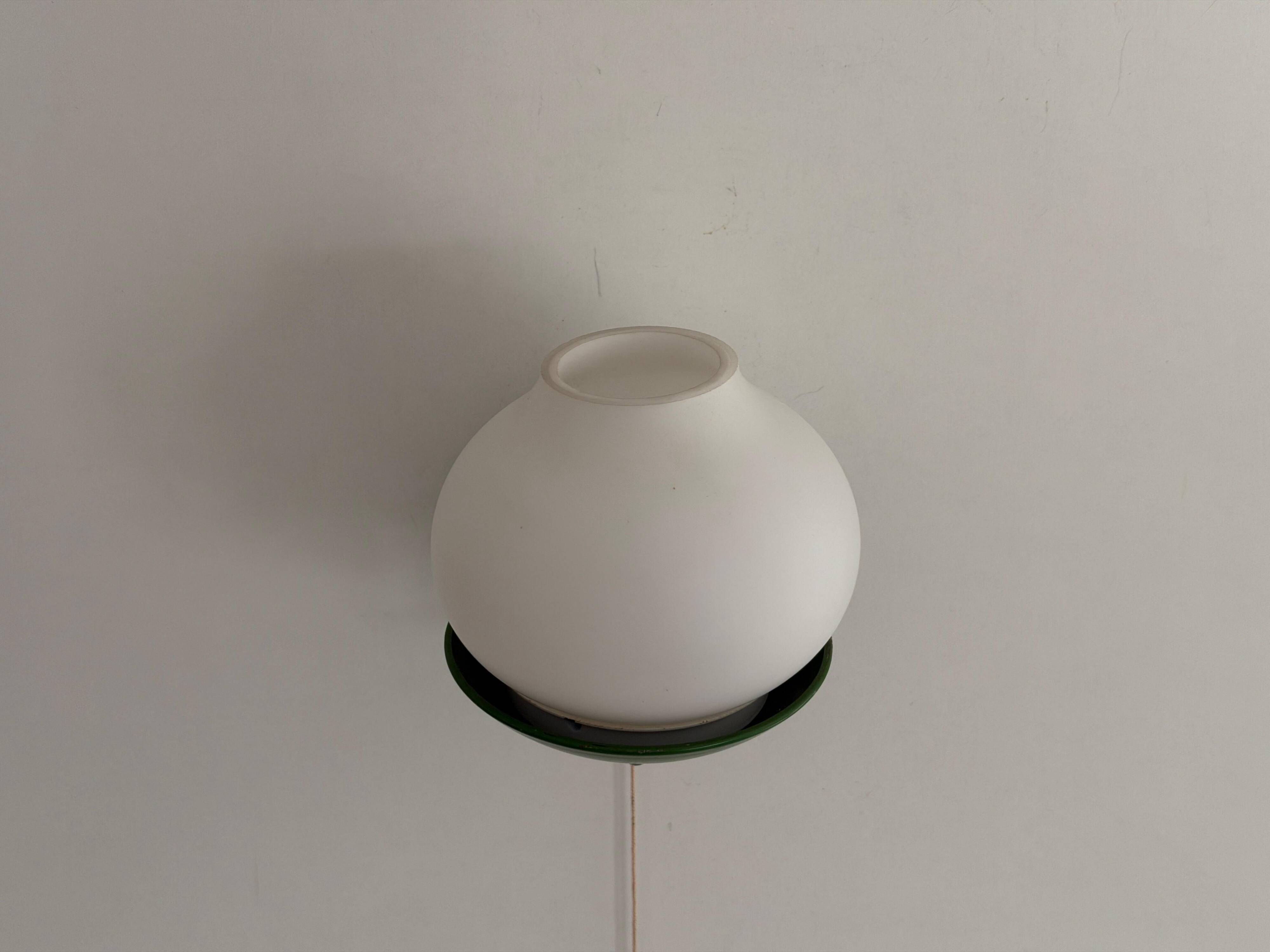 Mid-century green metal and opal glass wall sconce by N Leuchten, 1960s, Germany