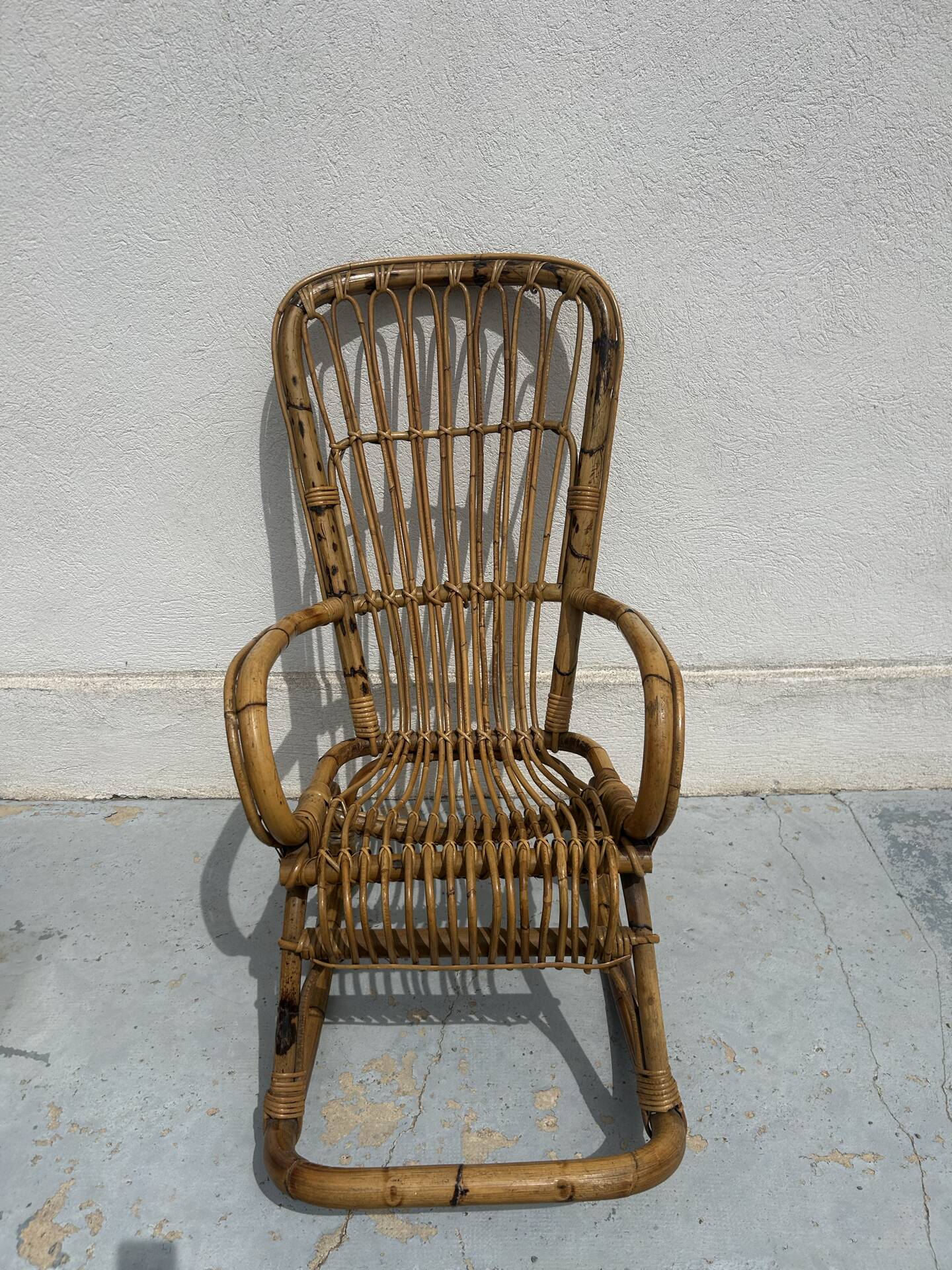 Vintage rocking chair in rattan – 1960s/70s