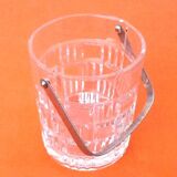 1970s Ice bucket Molded and chiseled glass Geometric decor