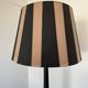 Vintage floor lamp in black patinated wood and striped lampshade
