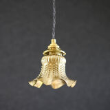 Old tulip suspension painted gold with new brass