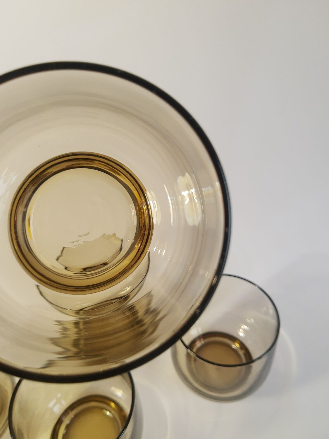 Set of 6 vintage 70s smoked glass water glasses