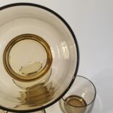 Set of 6 vintage 70s smoked glass water glasses